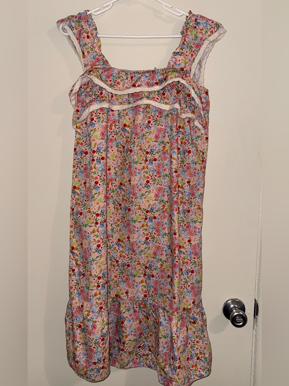 Girls Pink Floral Ruffle Tank Top